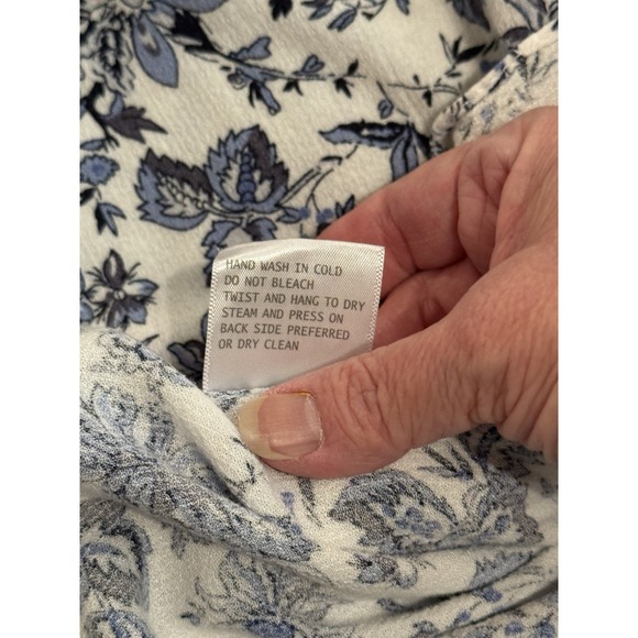 Cynthia Rowley Womens 1X Top Floral 3/4 Sleeve Blue White Fairycore Cottagecore - Picture 8 of 8